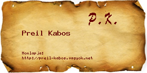 Preil Kabos névjegykártya